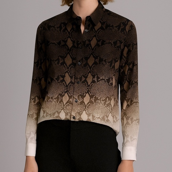 Equipment brown ombré snake print silk shirt - Picture 1 of 11